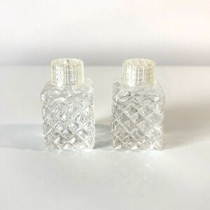 Diamond Cut Glass Small Salt and Pepper Shakers MCM Vintage Retro